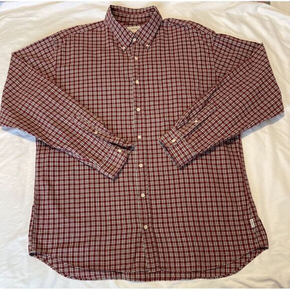J. Crew Mens XL Tall Red Plaid Button Down‎ Long Sleeve Shirt Pocket